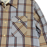 [1] VISVIM BLACK ELK CHECK FLANNEL SHIRT L/S LIGHT BLUE BEIGE