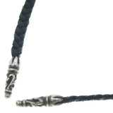 CHROME HEARTS LEATHER BRAID SCROLL TIP NECKLACE SILVER