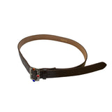 KAPITAL OIL LEATHER STUDDED DISCO BUCKLE BELT BROWN