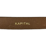 KAPITAL OIL LEATHER STUDDED DISCO BUCKLE BELT BROWN