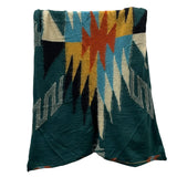 KAPITAL SHRUNK WOOL ORTEGA BLANKET MUFFLER GREEN/YELLOW/BLUE