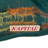 KAPITAL SHRUNK WOOL ORTEGA BLANKET MUFFLER GREEN/YELLOW/BLUE