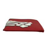 KAPITAL LEATHER THUMBS UP BONE HAND ZIP NECK WALLET RED