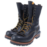 [9] VISVIM LEATHER LOGGER BOOTS BLACK