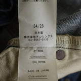 [34 x 28]  A.PRESSE 24AW NO.2 WASHED DENIM BUTTON FLY PANTS JEANS
