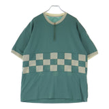 [2 / M EQUIV.] VISVIM 25SS MERCKX CB ZIP P.O S/S CHECKER HALF-ZIP CREWNECK SHORT SLEEVE KNIT GREEN