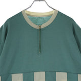 [2 / M EQUIV.] VISVIM 25SS MERCKX CB ZIP P.O S/S CHECKER HALF-ZIP CREWNECK SHORT SLEEVE KNIT GREEN