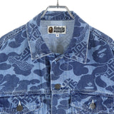 [S] A BATHING APE BAPE BLUE ASIA CAMO ALL-OVER PRINT DENIM JACKET INDIGO