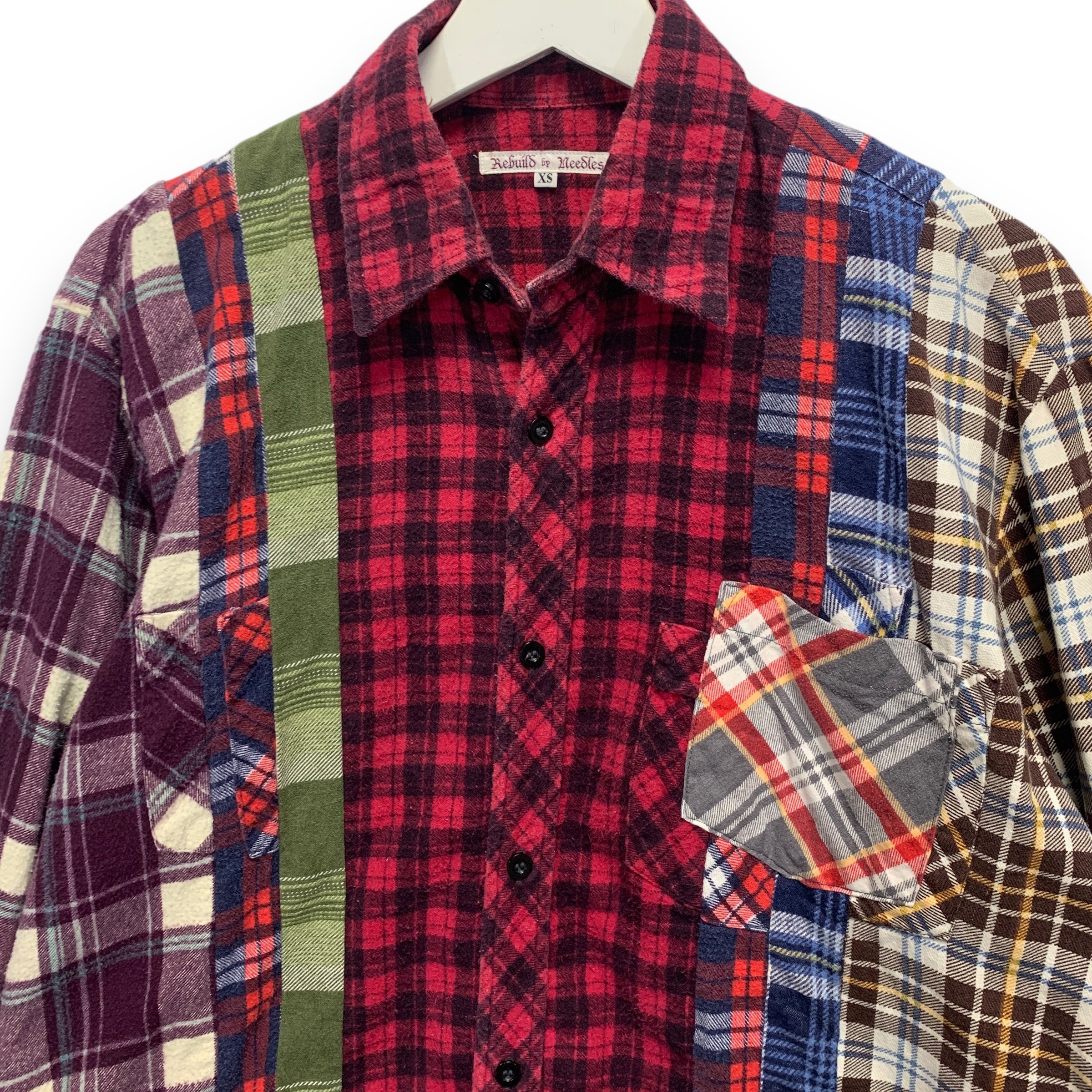 XS] Needles Rebuild 7 Cut Oversized Flannel Shirt