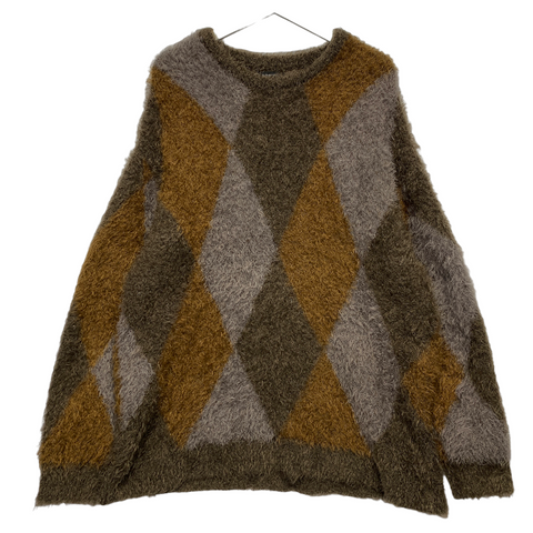 [XL] Number Nine Fuzzy Feathery Argyle Oversized Crewneck Sweater