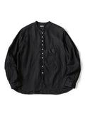KAPITAL Gauze Linen Herringbone Stand Penny Shirt - Black