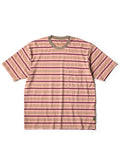 KAPITAL Sunrise Jacquard Border Jersey Pennant T-Shirt (1 Flag) - Pink × Crimson