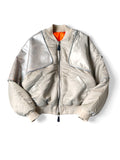 KAPITAL MA-1 Nylon × Crack Leather Sham Bomber Jacket - Grey