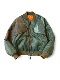 KAPITAL MA-1 Nylon × Crack Leather Sham Bomber Jacket - Khaki