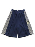 KAPITAL Smooth Jersey Beibei Track Shorts Banner Stripe - Navy
