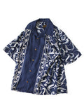 KAPITAL French Cross Linen Discharge Okra Shirt - Front