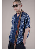 KAPITAL French Cross Linen Discharge Okra Shirt - Detail 8
