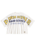 KAPITAL 20/- Katabira HUGE-T (DENIM REPAIR Print) - White