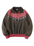 KAPITAL 2-Tone Half Zip Sweatshirt (Pecos Paisley) - BLK