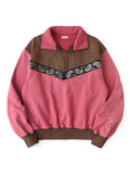 KAPITAL 2-Tone Half Zip Sweatshirt (Pecos Paisley) - RED