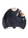 KAPITAL Rayon Satin Quilting Sham Bomber Jacket (Pearl Flag) - NVs