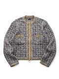 KAPITAL 5G Tweed Knit ZIP Cabaret Cardigan - SAX