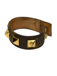 Undercover Monogram Leather Brass Studs Bracelet