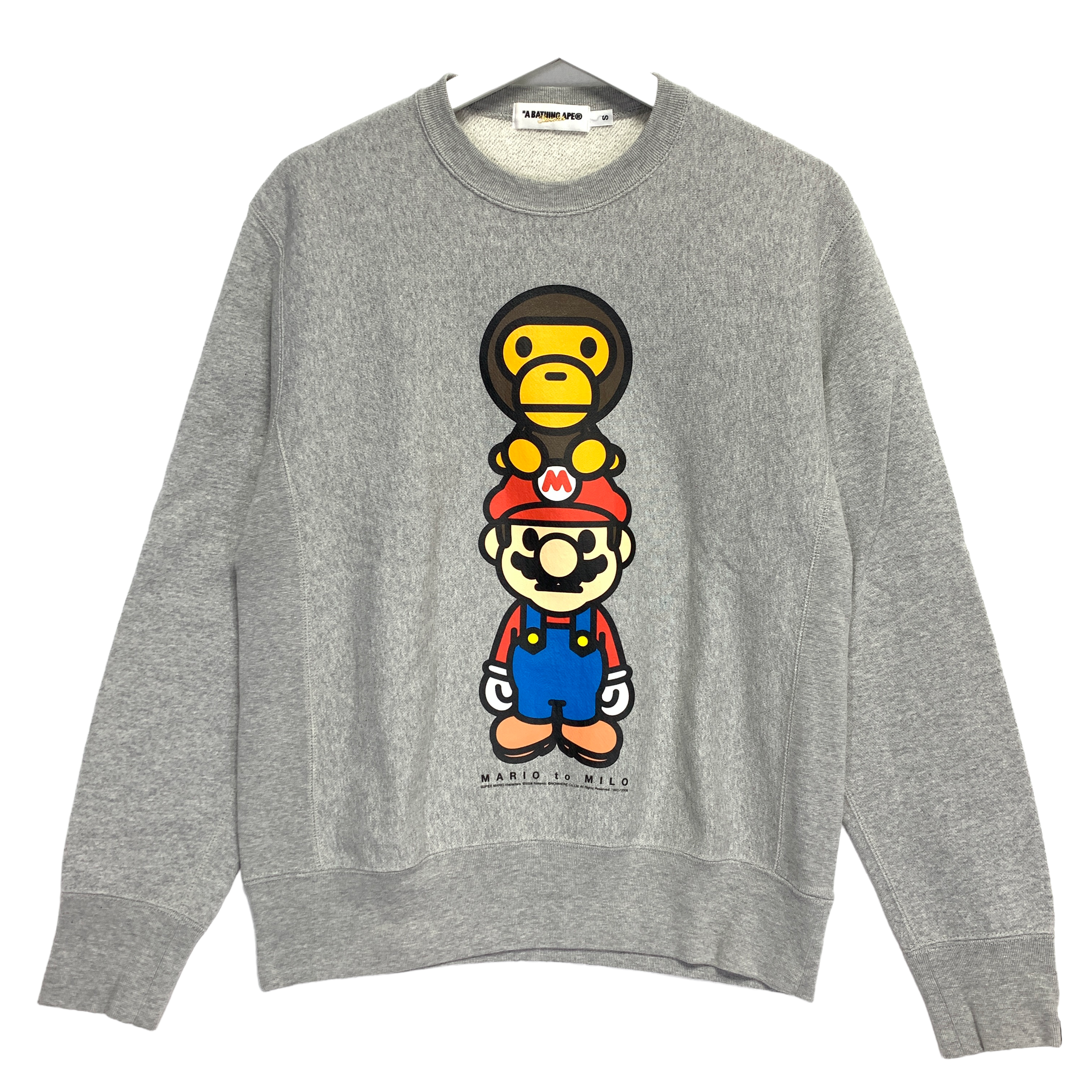 S] A Bathing Ape Bape x Mario Baby Milo Logo Crewneck Sweatshirt