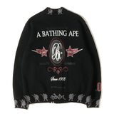 [M] A BATHING APE X STASH FOOT SOLDIER RIB SWEAT VARSITY JACKET