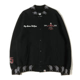 [M] A BATHING APE X STASH FOOT SOLDIER RIB SWEAT VARSITY JACKET
