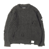 [L] NEIGHBORHOOD 23AW SAVAGE-PROCESSED PATCHWORK KNIT SWEATER (PATCHWORK SAVAGE SWEATER) CHARCOAL