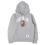 [M] A BATHING APE BAPE COLLEGE APE FACE HOODED SWEATSHIRT GRAY