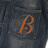 [XL] A BATHING APE BAPE 00s VINTAGE-PROCESSED B-LOGO EMBROIDERED 1ST TYPE DENIM JACKET INDIGO