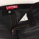 JUNYA WATANABE COMME DES GARCONS × LEVI'S FADED VINTAGE PROCESSED PATCHWORK EMBROIDERED SLIM STRAIGHT DENIM PANTS BLACK INDIGO