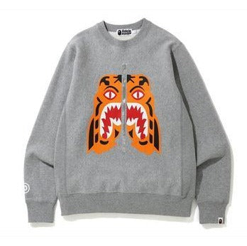 [L] DS! A Bathing Ape Bape Tiger Heavy Weight Crewneck Sweatshirt Grey