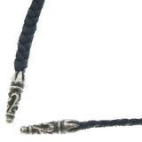CHROME HEARTS LEATHER BRAID SCROLL TIP NECKLACE SILVER