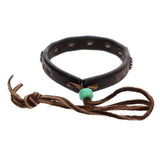 GORO'S GIZA CONCHO LEATHER BRACELET SILVER BROWN