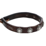 GORO'S GIZA CONCHO LEATHER BRACELET SILVER BROWN