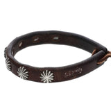 GORO'S GIZA CONCHO LEATHER BRACELET SILVER BROWN