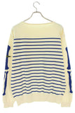 [3] KAPITAL 12G BONE SLEEVE PANEL BORDER KNIT OFF WHITE BLUE