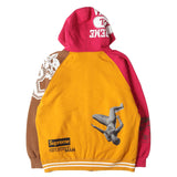 SUPREME 21AW × JUNYA WATANABE MAN COMME DES GARCONS MULTI LOGO COLORBLOCK FULL ZIP HOODED SWEATSHIRT MULTICOLOR