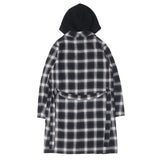 [2] UNDERCOVER JOHN UNDERCOVER ZIP HOODIE DOCKING OMBRE CHECK GOWN BLACK X NAVY