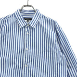 [S] COMME DES GARCONS HOMME PLUS 2020AW STRIPED CHECK MIXED-MATERIAL PANEL SHIRT BLUE/GREEN