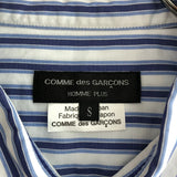 [S] COMME DES GARCONS HOMME PLUS 2020AW STRIPED CHECK MIXED-MATERIAL PANEL SHIRT BLUE/GREEN