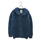 [2] VISVIM INDIGO COWICHAN F.Z LEATHER ELBOW PATCH KNIT JACKET