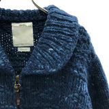 [2] VISVIM INDIGO COWICHAN F.Z LEATHER ELBOW PATCH KNIT JACKET