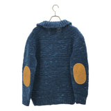 [2] VISVIM INDIGO COWICHAN F.Z LEATHER ELBOW PATCH KNIT JACKET