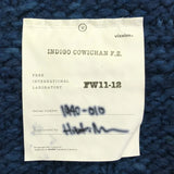 [2] VISVIM INDIGO COWICHAN F.Z LEATHER ELBOW PATCH KNIT JACKET