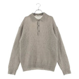 [4] AURALEE BRUSHED SUPER KID MOHAIR KNIT POLO GRAY BEIGE