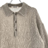 [4] AURALEE BRUSHED SUPER KID MOHAIR KNIT POLO GRAY BEIGE